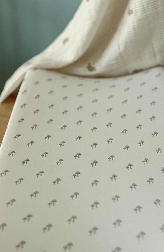 Oilo Changing Pad Cover, Breathable 100% Organic Cotton Fitted Jersey, 300 Thread Count, Machine Wash, Fits Standard Changing Pads (32" x 16"), Heirloom Organic Collection, Mushroom