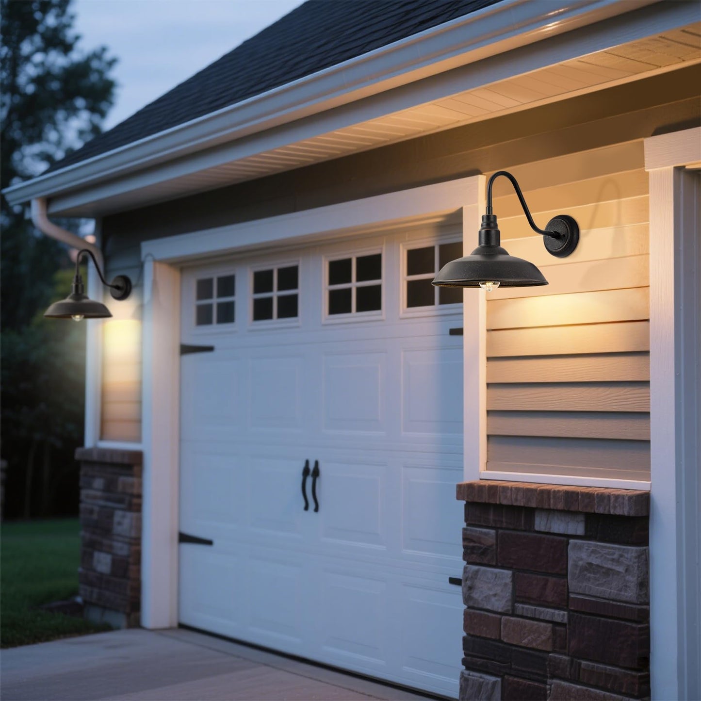 Goalplus Gooseneck Outdoor Light Fixture, 10 Dome, Bronze Metal, Model Lm2201-Br-2P, 2 Pack Barn Light For Porch, Patio, Garage