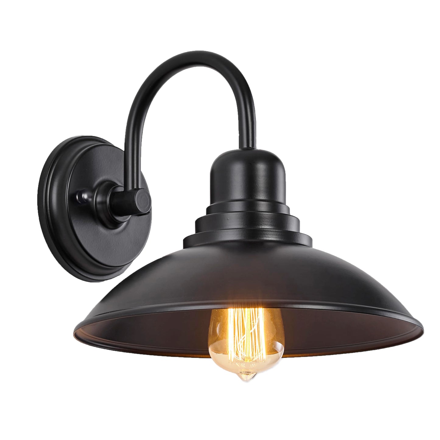 Flalinko Black Gooseneck Barn Light Indoor  Farmhouse Vanity Lighting Fixtures With E26 Based Socket  Round Exterior Wall Sconce For House Bedroom Garage Bathroom
