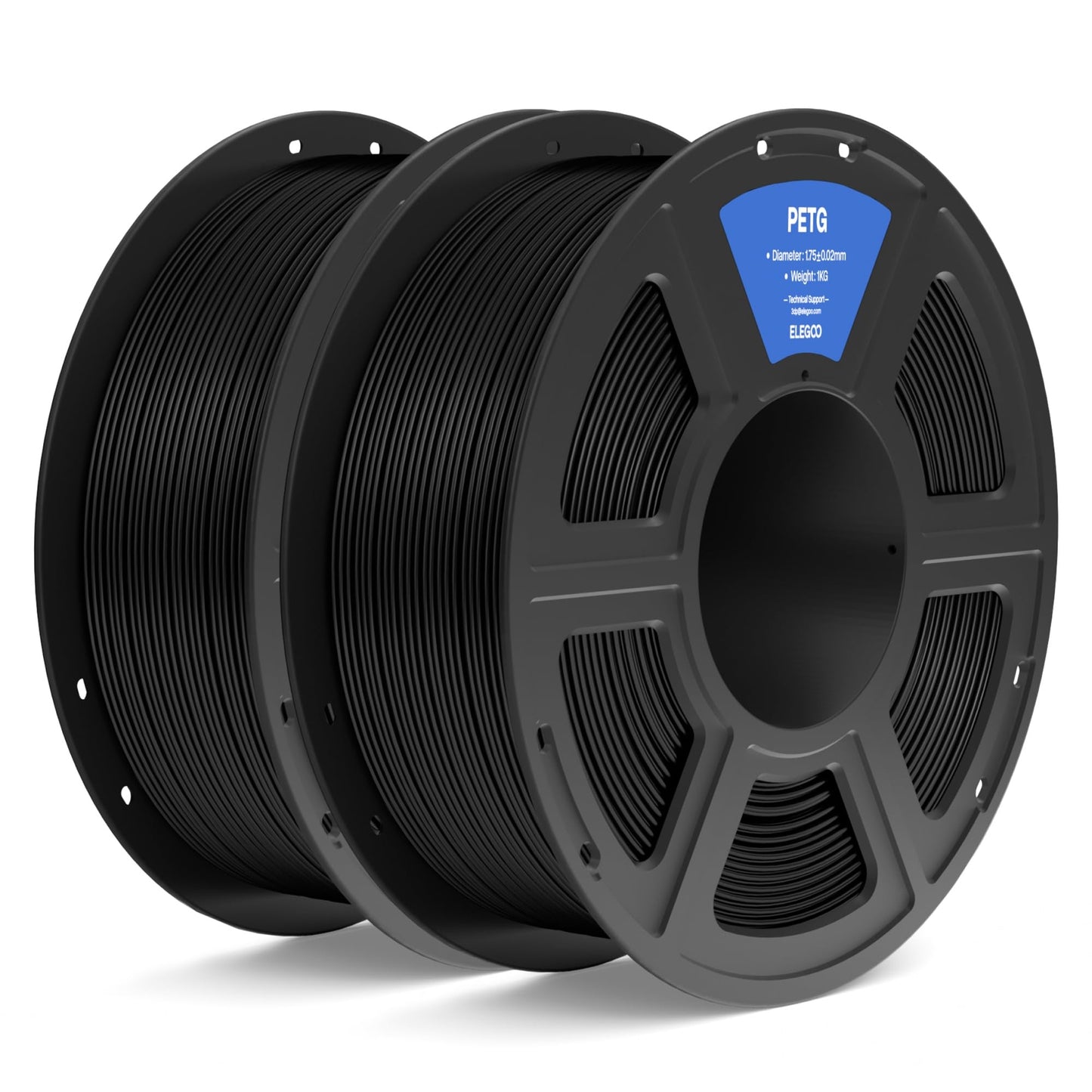 ELEGOO PETG Filament 1.75mm Black 2KG, 3D Printer Filament Dimensional Accuracy +/- 0.02 mm, 2pcs 1kg Spool(2.2lbs) Fits for Mos