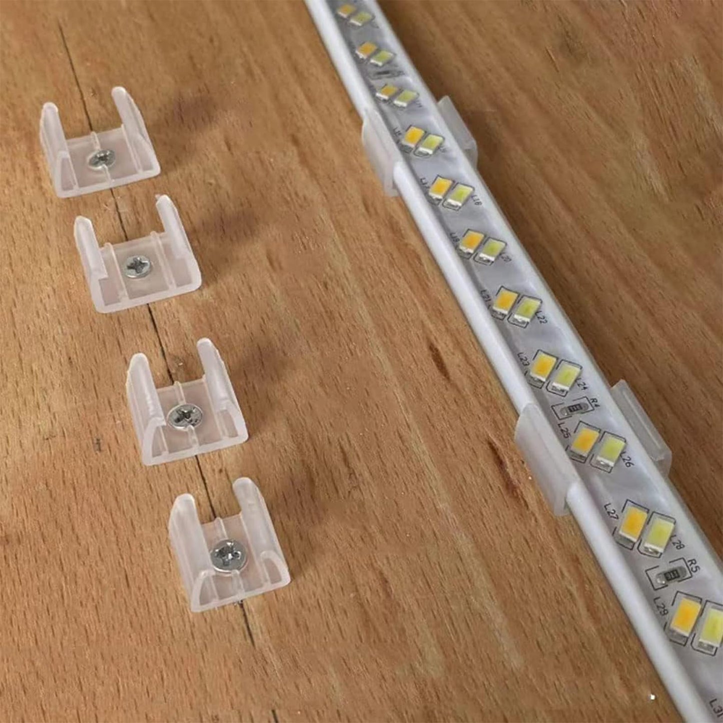 GYGhaoho LED Strip Light Clips, 120pcs, Plastic, 13mm/0.51inch, White, Model GHR00101