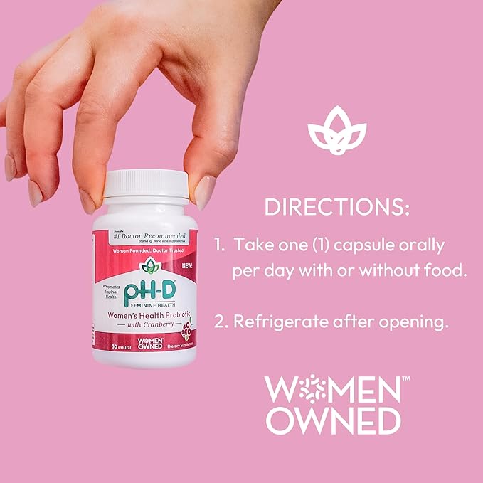 pH-D Feminine Health Support - Women's Health Probiotic with Prebiotic Blend, Cranberry Fruit Extract - Oral Supplement - 30 Count