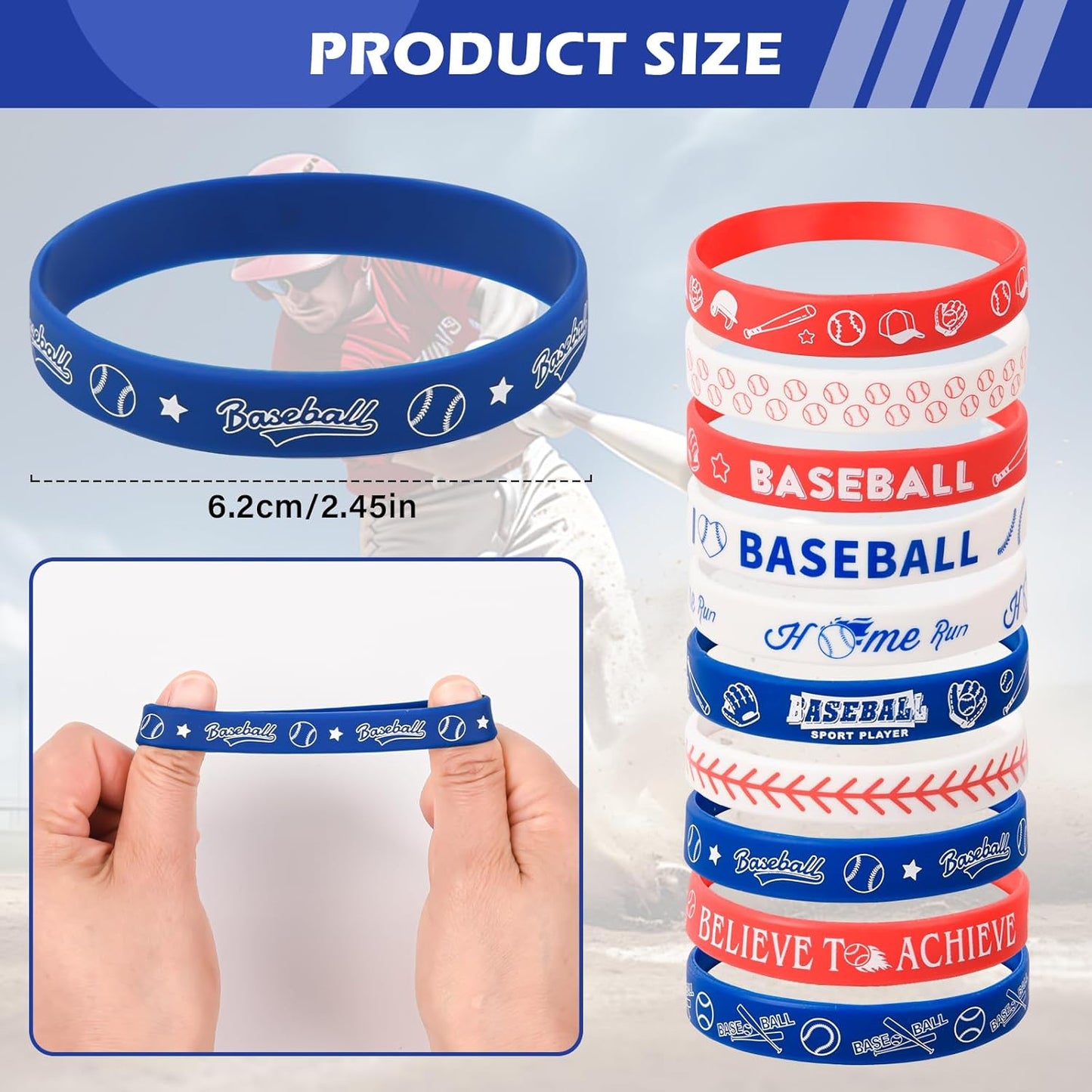 LiYiQ 72 Pcs Baseball Party Favors Baseball Team Gifts Baseball Goodie Bags Stuffers Baseball Ballpoint Pens Bookmark Card and Silicone Bracelet
