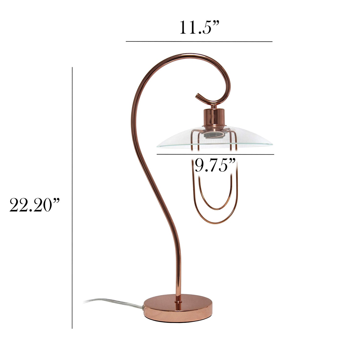 Simple Designs Modern Metal Table Lamp LT1086-RGD Rose Gold Finish