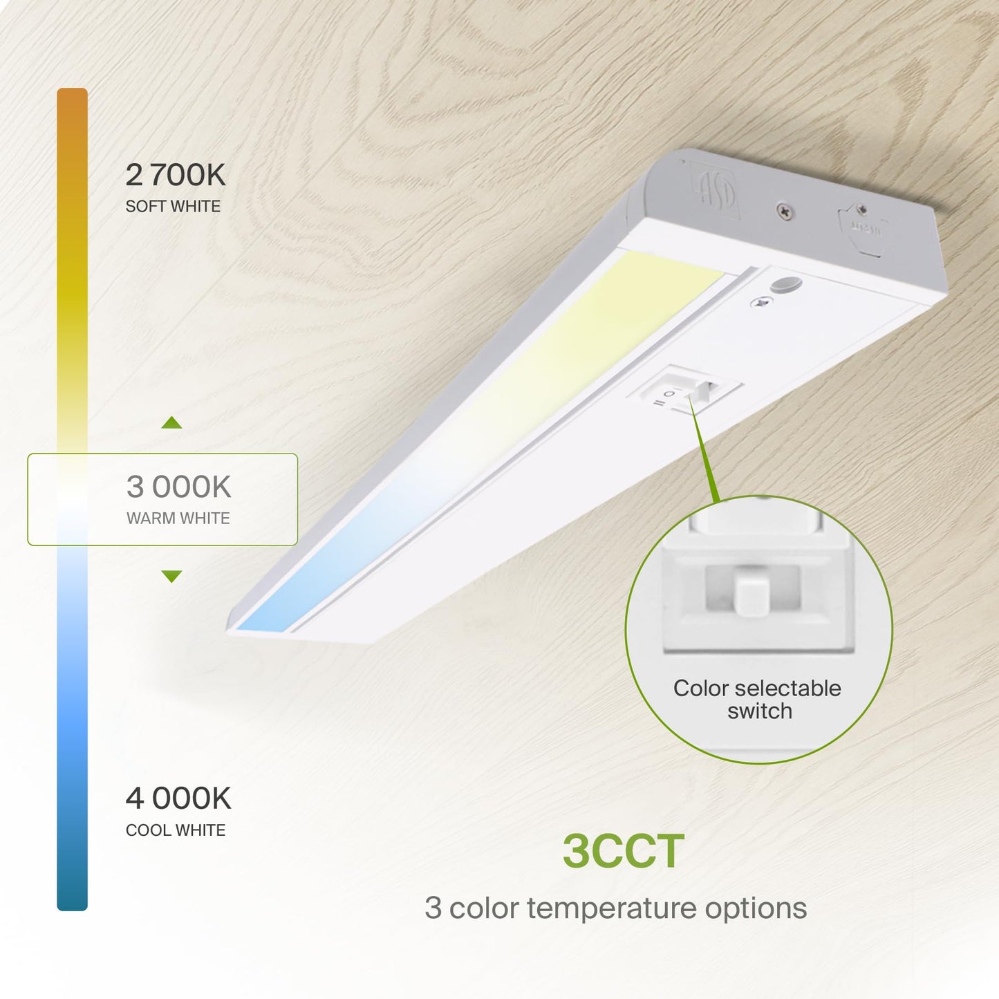 Asd Swivel Led Under Cabinet Light, 32 Inch, 16W, Dimmable, Hardwired/Plug-In, Aluminum Housing, 2700K/3000K/4000
