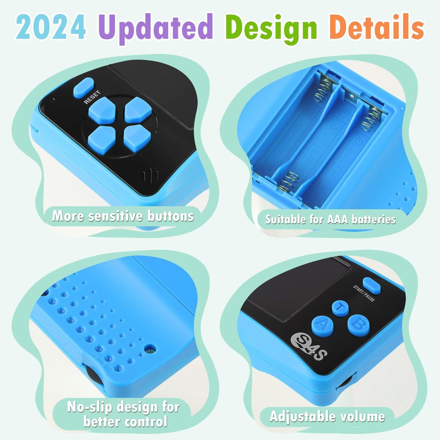 Handheld Game for Kids Ages 4-10, 2025 Upgraded, 142 Classic Mini Games, TV Output, 2.5" LCD Screen, Portable Arcade System, Birthday for Children-Blue