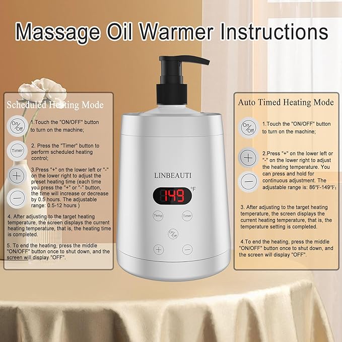 Professional Massage Oil Warmer Bottle Lotion Heater for SPA, Automatic Oil Warmer Heated Oil Lotion Cream with Two Oil Bottle Dispenser for Salon, Barber Shops, Home (Silver)
