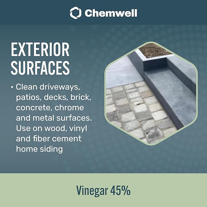 45% Vinegar 4 Gallons (4 Pack, 1 Gallon) - General Purpose All-Natural Multi-Surface Cleaner for Home, Patio & Commercial - High Performance, Powerful Concentrated Acetic Acid - Made in USA