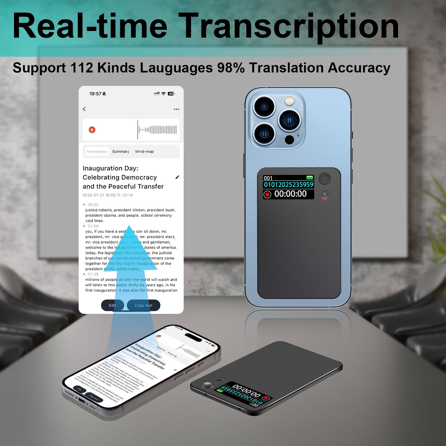 Ai Voice Recorder, Transcribe & Summarize By Chatgpt, Digital Recorder Device With Playback For Lectures, Meetings, Calls, Suppo