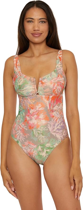 Becca Womens Coral Reef One Piece Swimsuit, Adjustable, Bathing Suits for Women