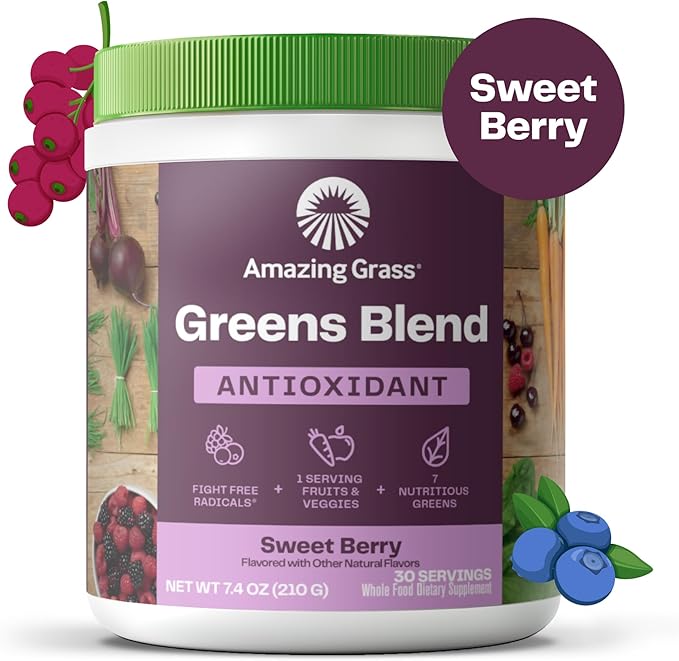 Amazing Grass Greens Blend Antioxidant: Super Greens Powder Smoothie Mix with Organic & Green Superfood Energy: Smoothie Mix, Super Greens Powder & Plant Based Caffeine