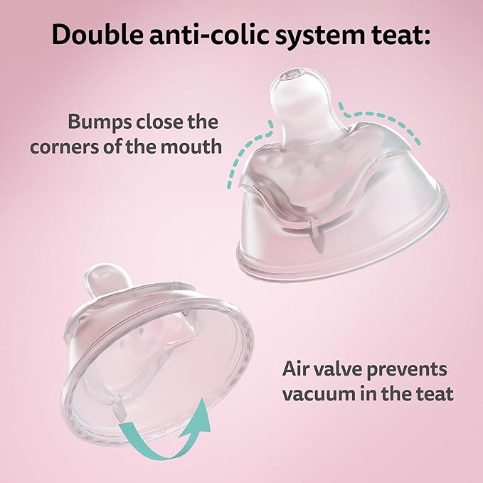 Herobility Double Anti-Colic Baby Bottles – 12 fl oz/340ml – 3-Pack – BPA-Free