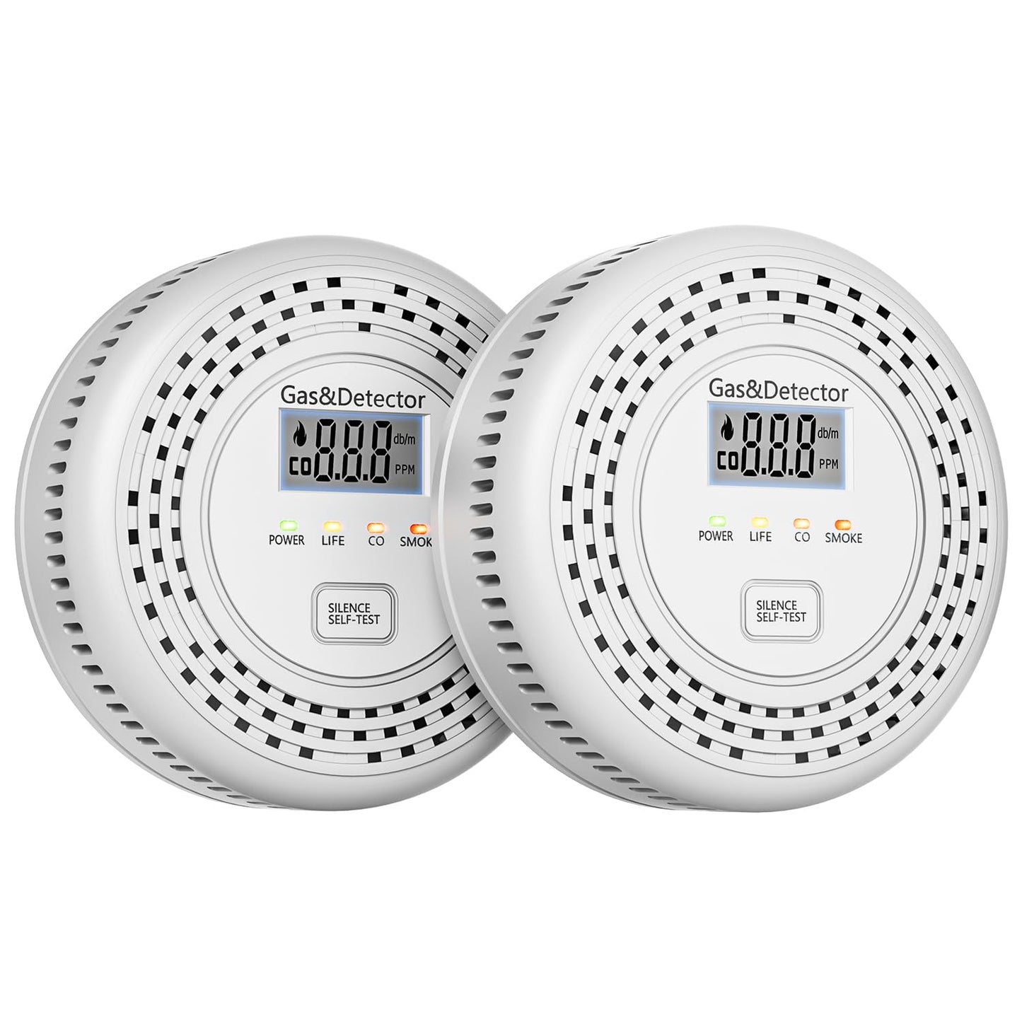2-Pack Smoke Detector Carbon Monoxide Detector Combo,Combination Smoke and Carbon Monoxide Detector with Display,Essential CO Alarm with Battery
