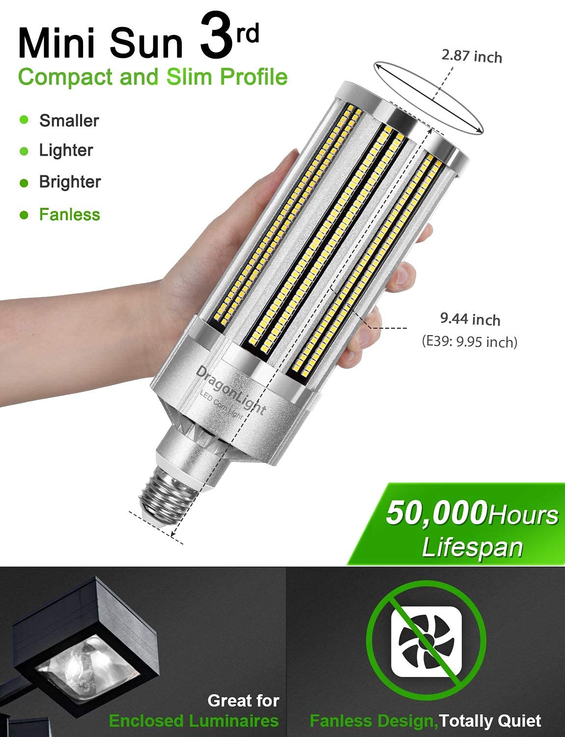Dragonlight 120W Commercial Grade Corn Led Light Bulb Fanless (400 Watt Metal Halide/Hid/Hps Replacement) E26/E39 Large Mogul Base Led Lamp 3000K Warm White 14 400Lm For High Bay Area Lighting