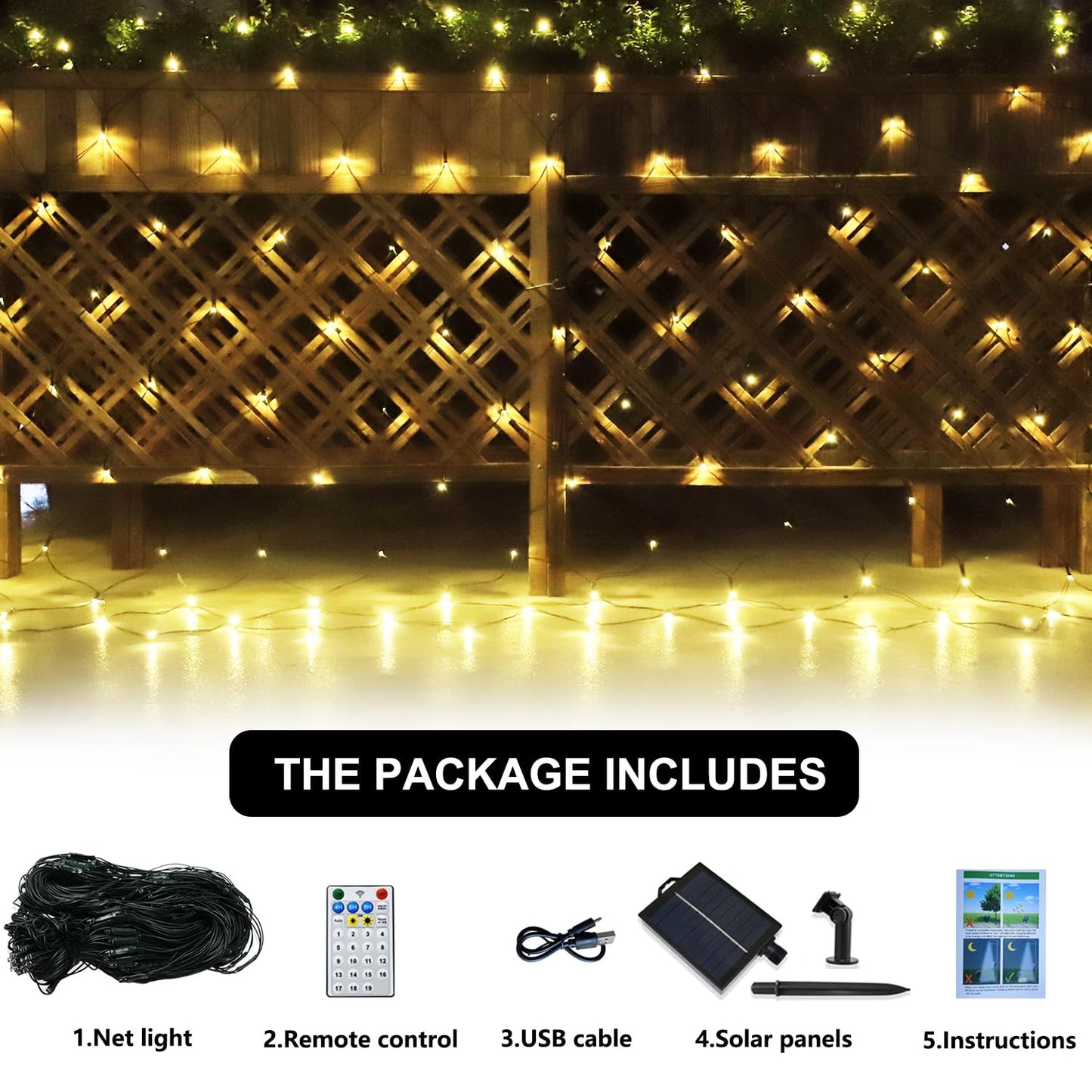 Curyidy Solar Net Lights Outdoor Mesh Lights Christmas Decorations  240Led String Tree Wrap Waterproof 19 Modes For Bushes  Fence Garden  Shrubs Trunk  Halloween Xmas Decor (Warm White  9.8Ftx6.6Ft)