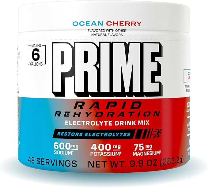 Prime Rapid Rehydration Electrolyte Powder, Ocean Cherry, Sugar Free Hydration Drink Mix with Sodium, Potassium, Magnesium...