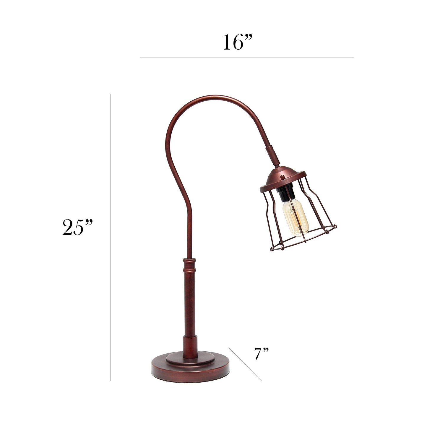 Elegant Designs Table Lamp LT1060-RDB Red Bronze Metal Open Cage Design