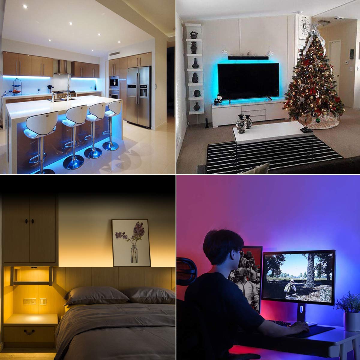 Baoyuteda Battery Powered LED Strip Lights, 5050 RGB, 2M/6.6FT, 60 LEDs, Flexible Color Changing, White