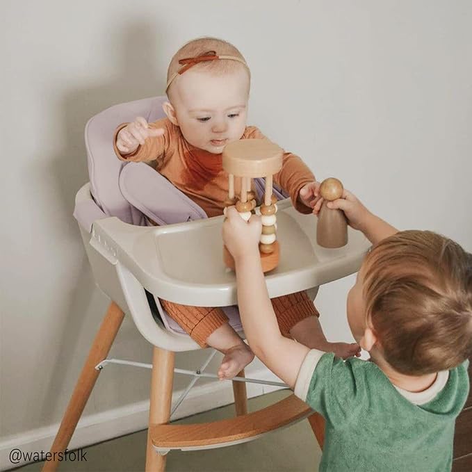 Mallify 3-in-1 Convertible Wooden High Chair, High Chairs for Babies and Toddlers, Baby High Chair with Adjustable Legs & Dishwasher Safe Tray, Made of Sleek Hardwood & Premium Leatherette, Pink