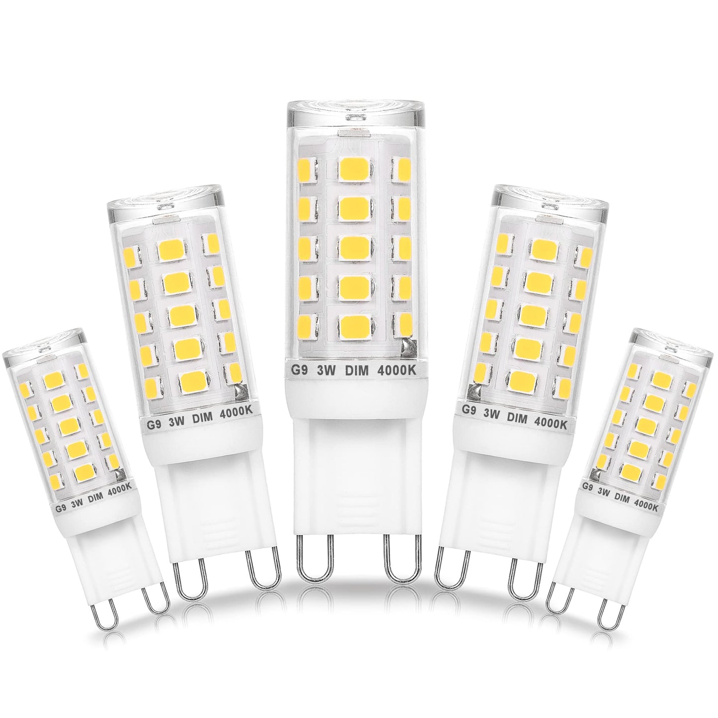 Ziomitus G9 Led Bulbs 3W Dimmable Natural White Ac120V 4000K, 300Lm, 5-Pack