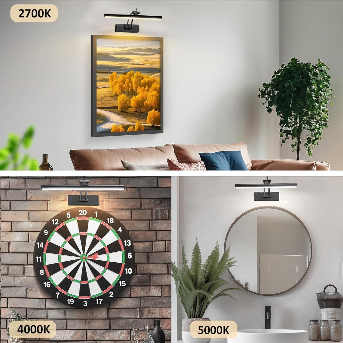 Yuichoy 2 Pack Picture Lights For Wall Battery Operated  12 Inch Wireless Art Lighting For discomfort-reducingting  6 Colors Picture Frame Lights With Remote  Dimmable 4200Mah Gallery Light  Black