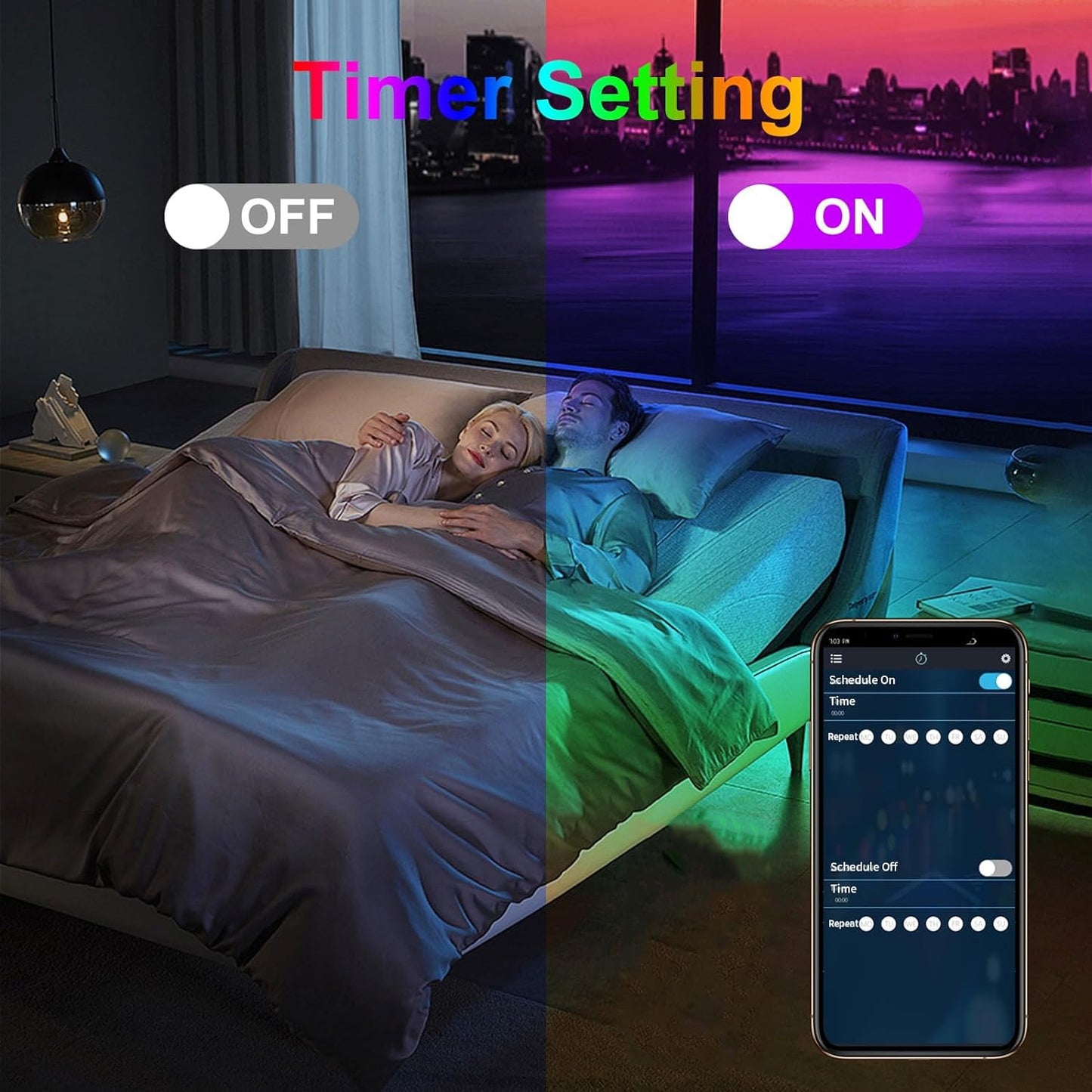 Honche Smart LED Fairy String Light USB 10M Rainbow Waterproof Remote Control