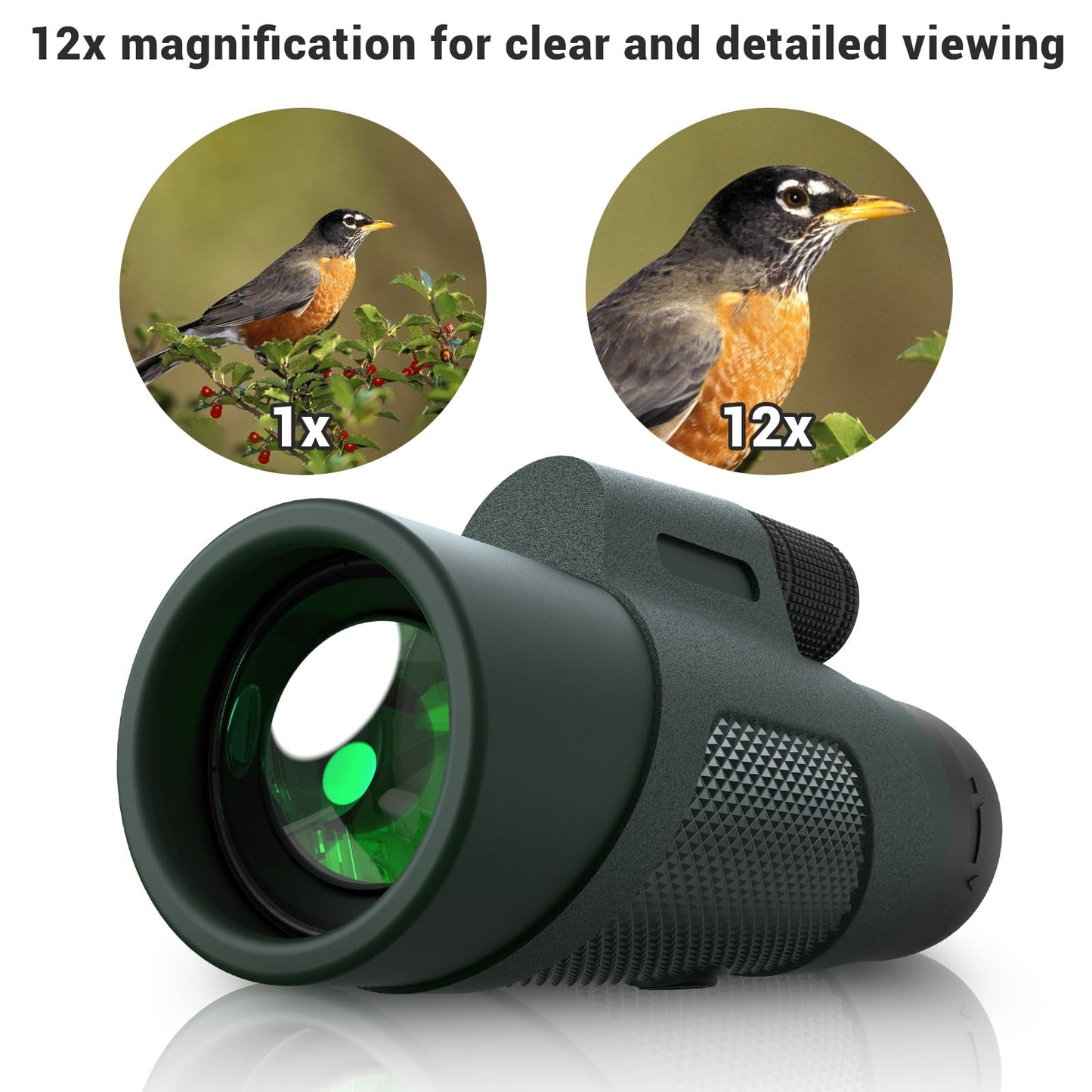 12X50 Monocular Telescope For Adults, High Powered Monoculars Compact Scope Portable Handheld Telescope With Bak-4 Prism Fmc Len