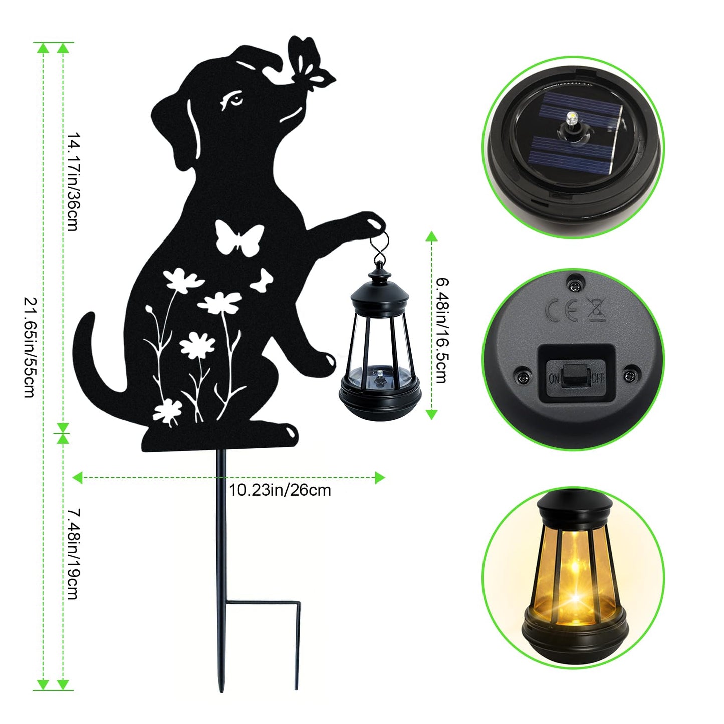 Solar Lights Outdoor Stakes  Metal Dog Solar Lights  Birthday Gifts For Women Mom Grandma  Waterproof Hanging Lantern Garden Silhouette Ornaments Decor Outside Backyard  Yard Art  Patio  Pathway