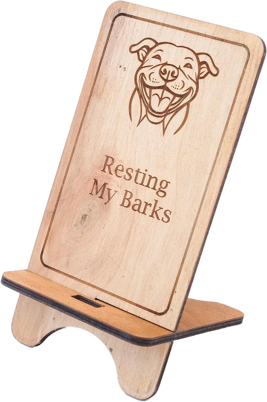 Personalized Smart Phone Stand for Pet Lovers Custom Dog Face Desk Holder Funny Gift for Home Office or Friends Handmade from Natural Materials