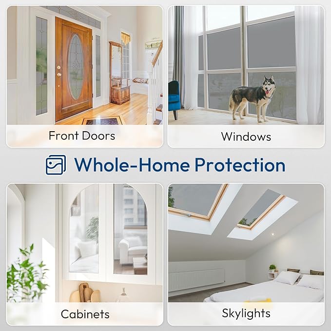 rabbitgoo One Way Window Privacy Film Tint with 3 Tools for Home, Sun Heat UV Blocking Control Reflective Adhesive Mirror Tint See Out Not in Office Door Covering, Black Silver, 35.4 x 118.1 inches