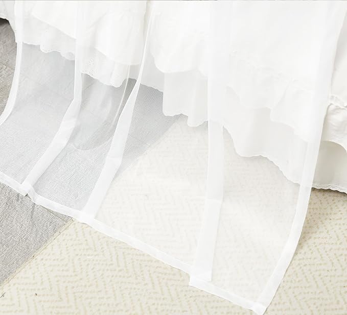 Akiky Canopy Bed Curtains with Light Princess Bed Canopy Scarf for Full/Queen Metal Bed Frame,Wood Frame Bed-2 Panel Sheer Curtain(Full/Queen,White)