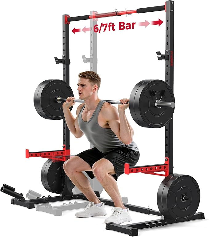 FLYBIRD Squat Rack with Pull-Up Bar, Adjustable Multi-Functional Power Rack, Inner Width Squat Rack Stand Suitable for 6F...
