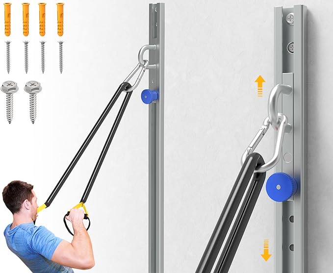 KOMOHOM Wall-Mounted Anchor Fitness System - Adjustable, Multi-Functional, Space Saving Home Gym Solution for Strength Tra...