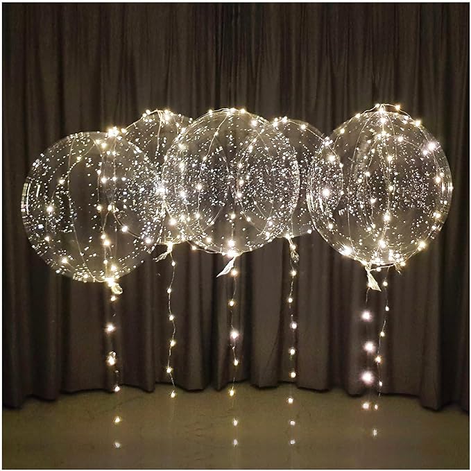 Lightsfever warm white led balloons with batteries, wedding proposal decorations clear transparent for helium or air, birt...
