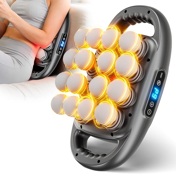 PEMUCEN 16 Head Massage Gun Deep Tissue, Quiet Back Massager for Pain Relief Deep Tissue with 9 Modes and 9 Intensities fo...