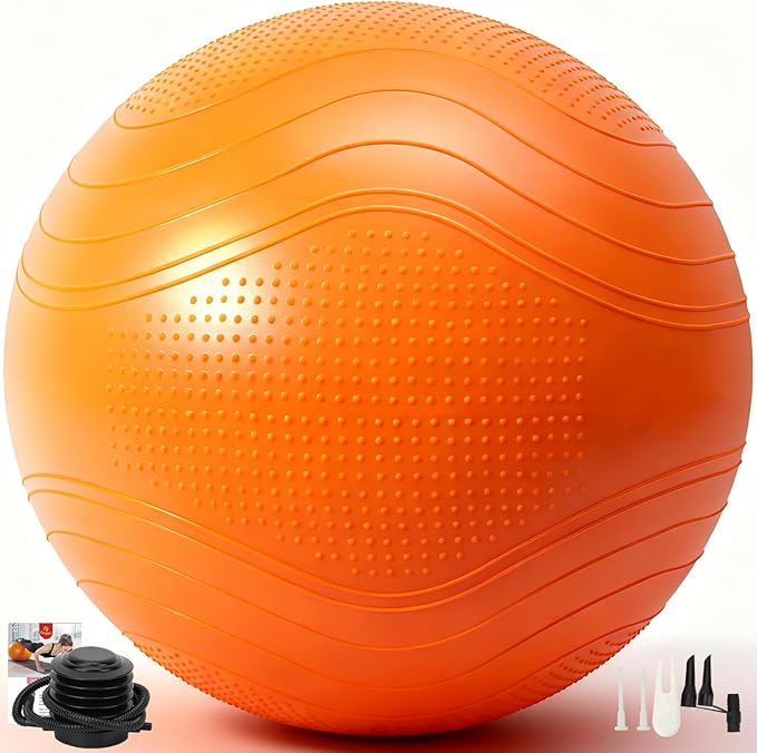 Gruper Yoga Ball, Multiple Sizes Non Slip Exercise Ball for Workout, Birthing, Balance, Stability, Pregnancy, 2200LB Capac...