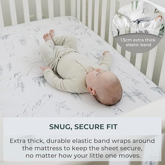 Pobibaby - 2 Pack Premium Fitted Baby Boy Crib Sheets for Standard Crib Mattress - Ultra-Soft Cotton Blend, Safe and Snug, and Stylish Woodland Sheet (Explore)