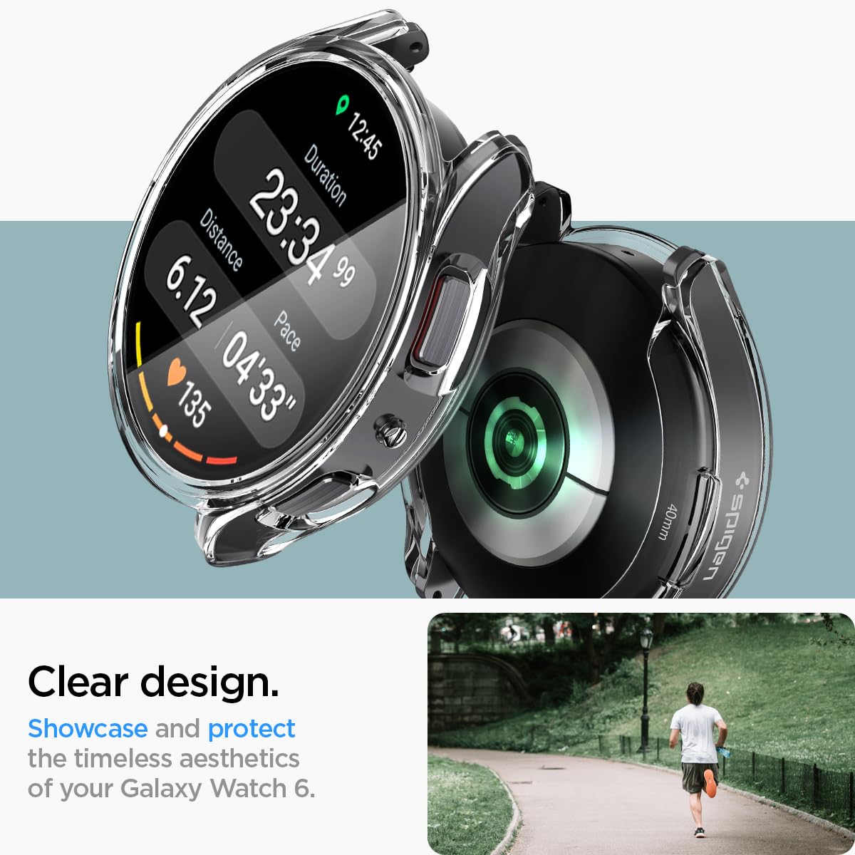 Spigen Ultra Hybrid Designed For Samsung Galaxy Watch 6 40Mm Case Scratch-Resistant Overall Protective Cover With Screen Protect