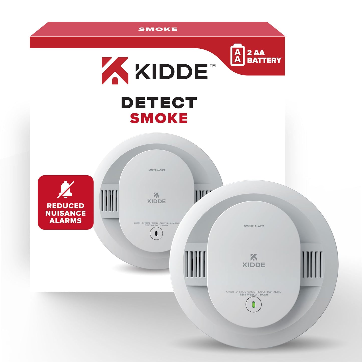 Kidde Smoke Detector, AA Battery Powered, LED Warning Light Indicators, 20SDR