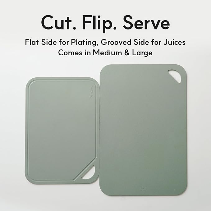 TPU Flexible Cutting Board - Scratch Resistant & Knife Friendly, Non-Slip - BPA Free, Dishwasher Safe & Easy Clean - Made in Korea, GreenTea Large (1 Pack)