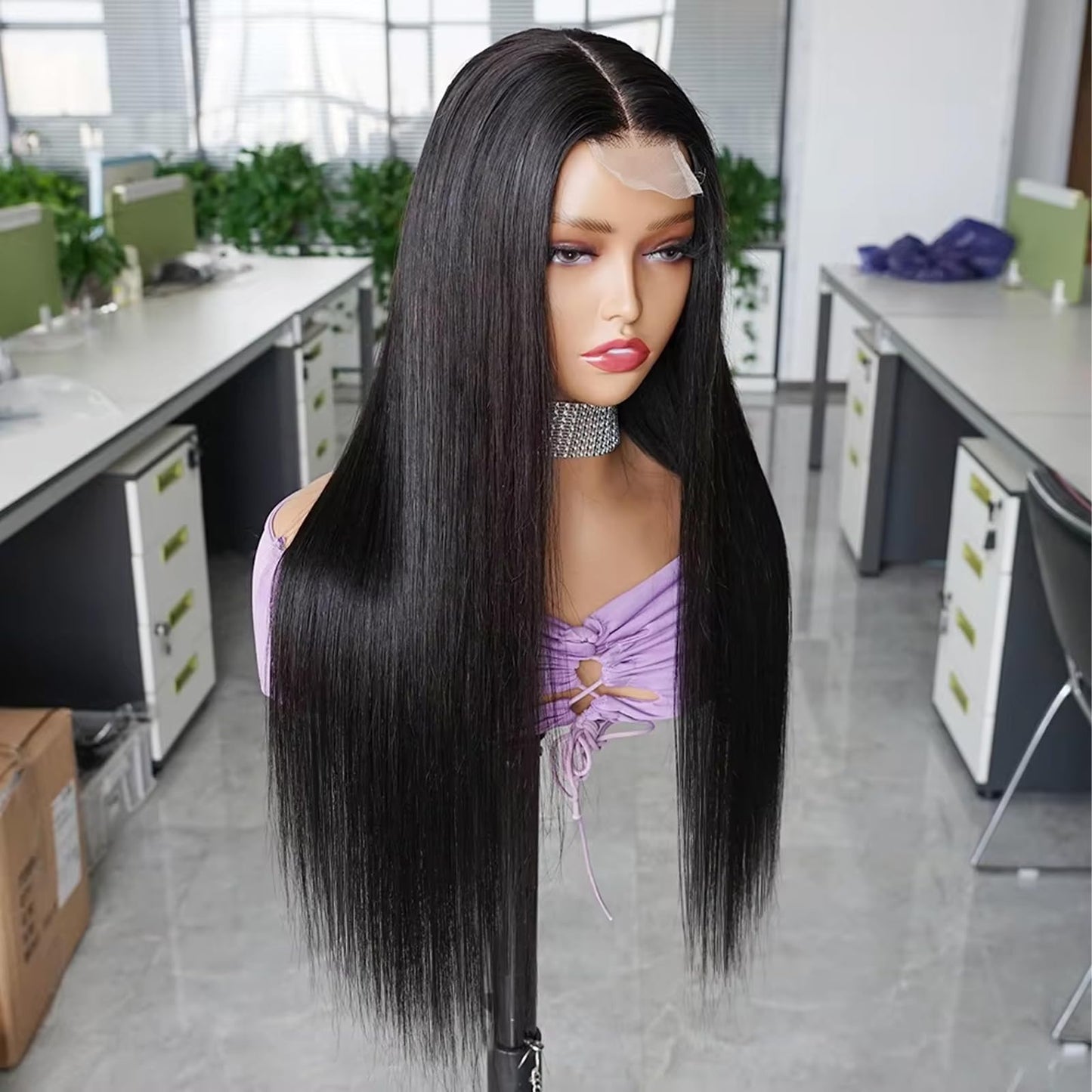Eubeauty 2 by 6 Kim K Glueless Wigs Human Hair Pre Plucked Easy Cut 22 Inch Middle Part Preference Closure Wig Human Hair 180% W