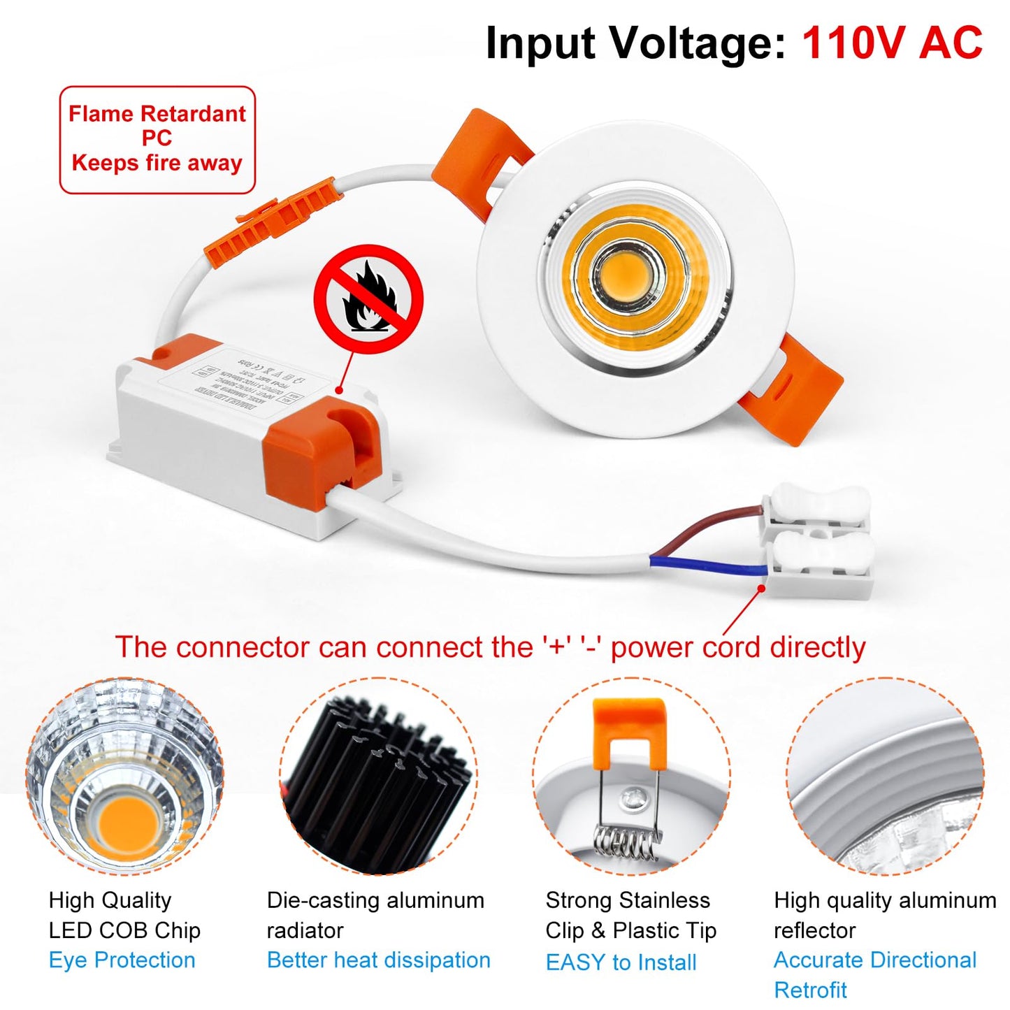 Inshareplus 2 Inch Led Downlight  3W Cob Dimmable Recessed Lighting  4000K Natural White  Cri 80  Ceiling Lights With Driver  20Pack