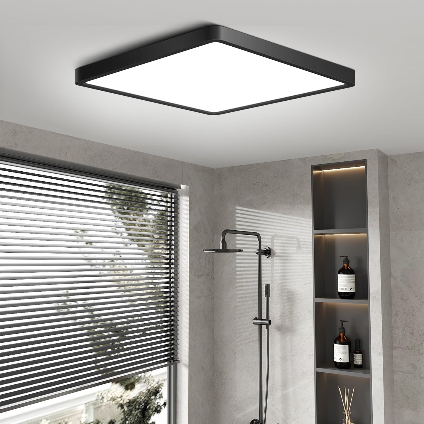 9Inch 18W Square Led Ceiling Light Fixtures Flush Mount  5000K Daylight White Led Ceiling Lamp  Surface Mount Modern Ceiling Lights  Black Slim Flat Panel Lighting For Bedroom  Kitchen  Bathroom Etc