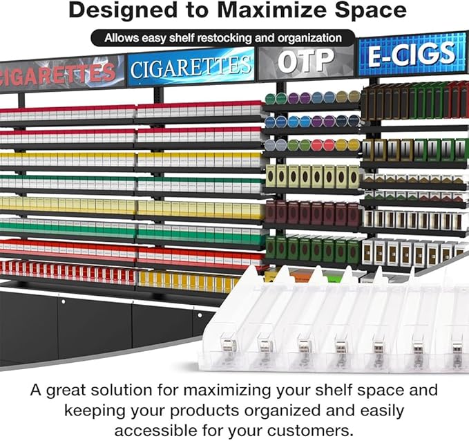 Pack of 3 Shelf Pushers – Spring-Loaded Display Organizer for Convenience Stores – Automatic Case Stand Pushers Rack for Gondola Shelves 15" & Above