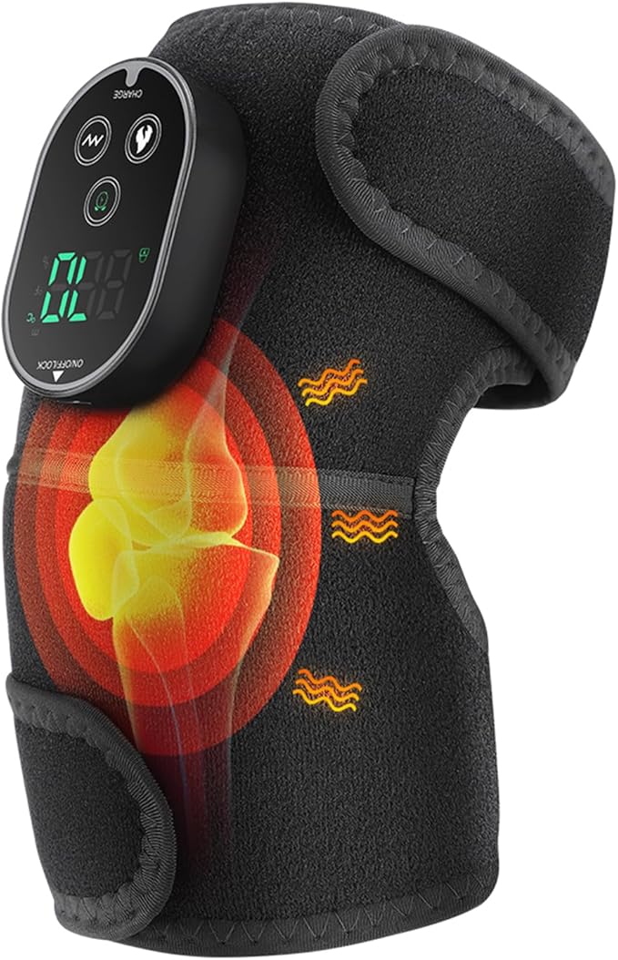 AFDEAL Cordless Knee Heating Pad for Pain Relief & Arthritis, Heated Knee Massager Brace Wrap 6 Heating Levels, 3 Vibratio...