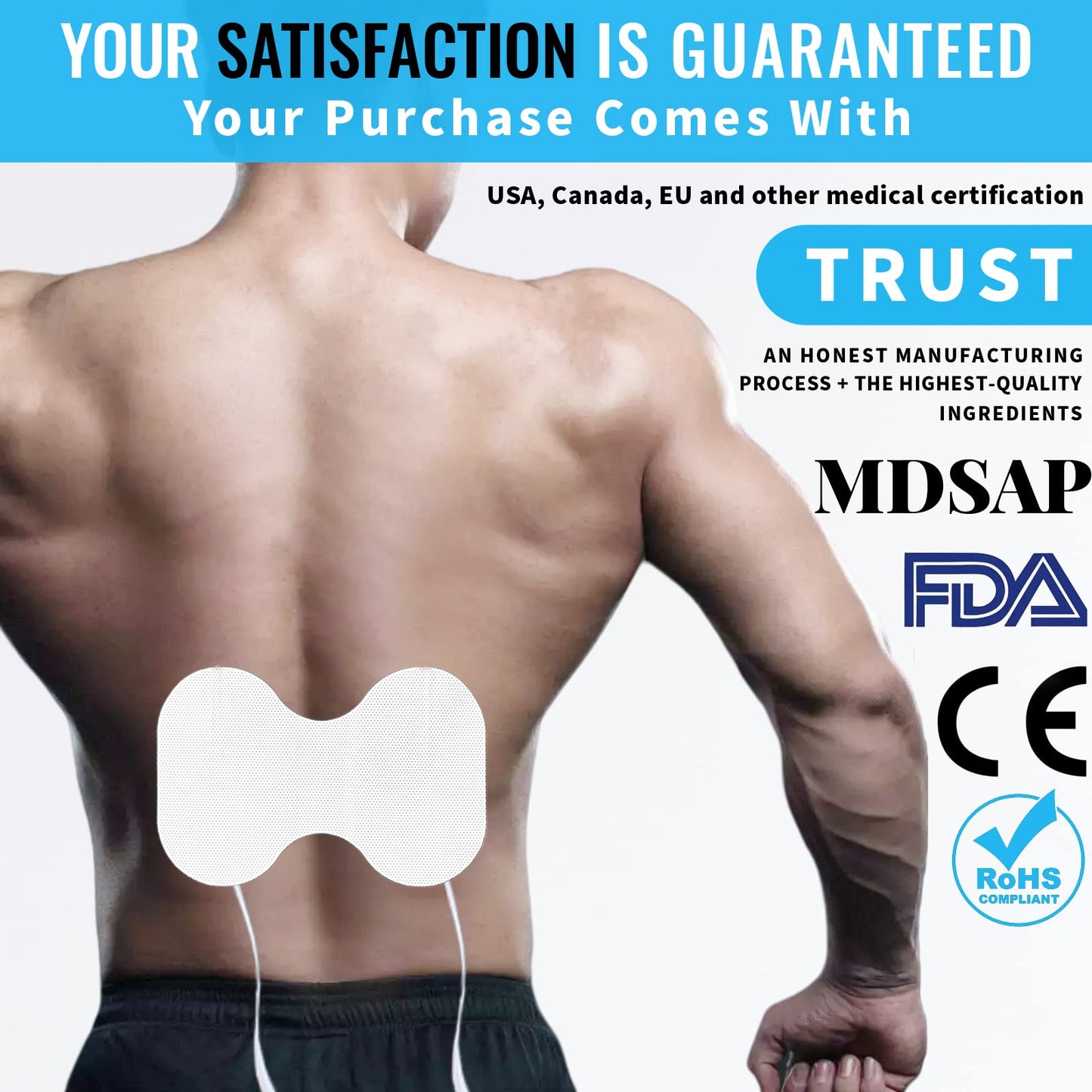 TENS Unit Replacement Pads - Pack of 6 Extra Large Butterfly Shaped Electrode Squares…