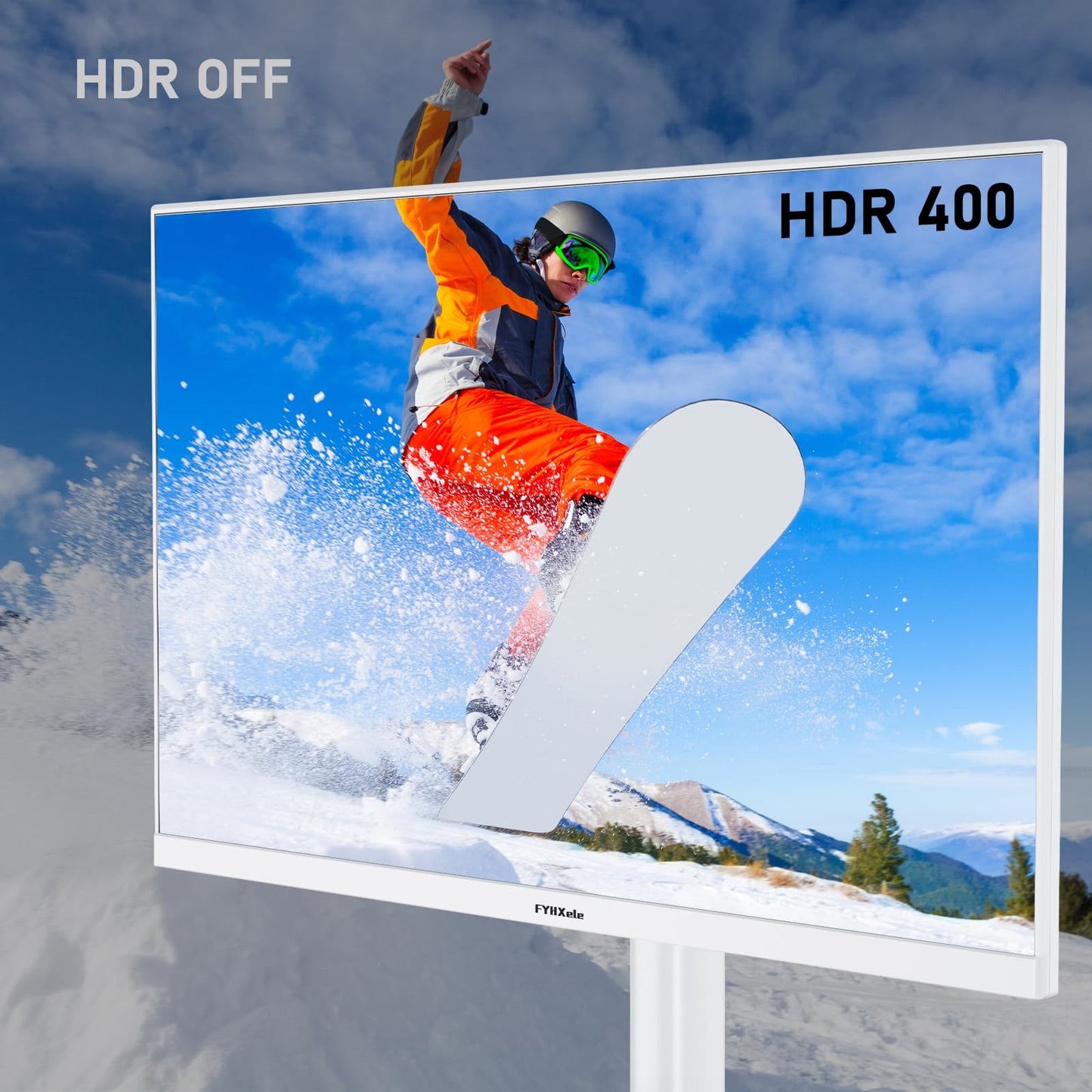 FYHXele 27 inch 4K Gaming Monitor, UHD 3840x2160 Fast IPS Panel Computer PC Monitor, 120Hz, 100% sRGB, FreeSync & G-Sync, HDR 400 Support, HDMI 2.1 & DP 1.4, VESA Mountable-White