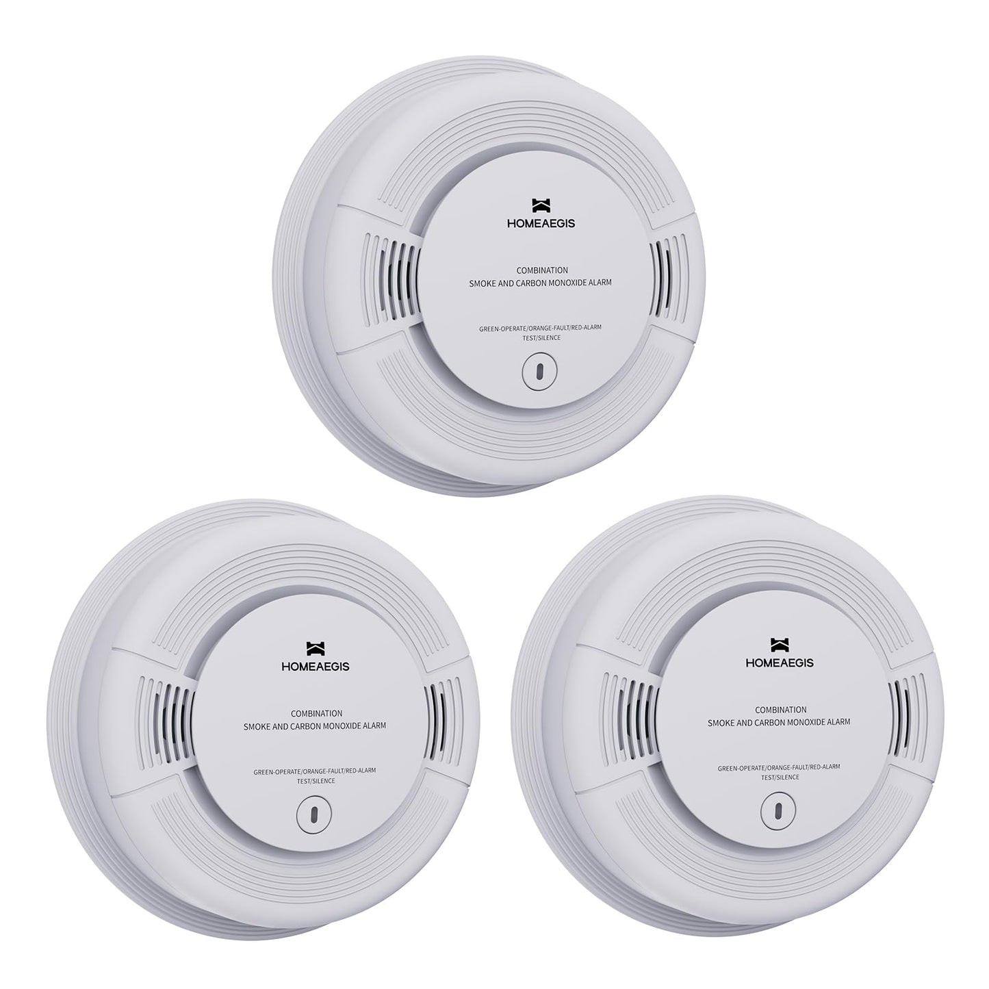 HOMEAEGIS Smoke and Carbon Monoxide Alarm, AA Battery Powered, 3-Pack