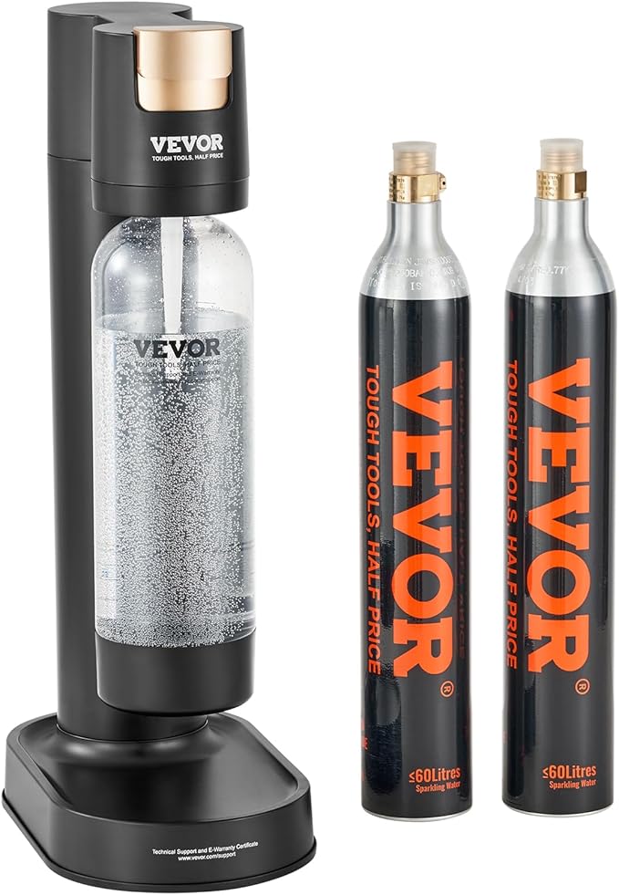 VEVOR Sparkling Water Maker, Soda Maker Machine for Home, Soda Maker with BPA-free 1L PET Bottle, 2 CO2 Cylinders(Not Contain CO2 GAS), Compatible with Mainstream Screw-in 60L CO2 Cylinder