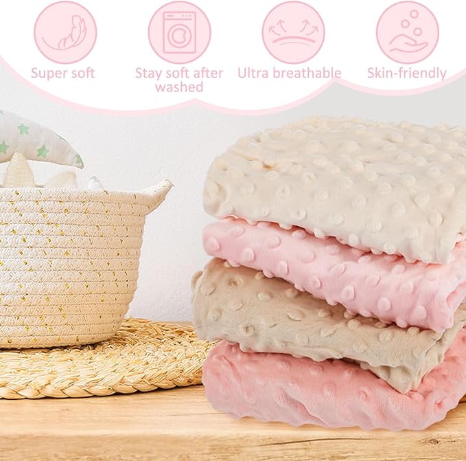 Peryiter 4 Pcs Changing Pad Cover 16 x 32 Inch Ultra Soft Dots Plush Changing Table Covers for Baby Girls and Boys(Pink Series Colors,Flower)